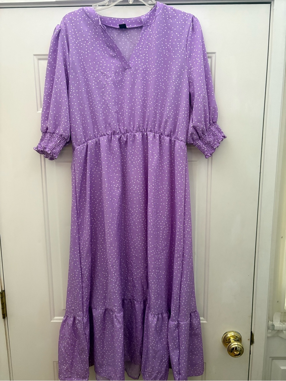 Lavender Polka Dot Midi Dress